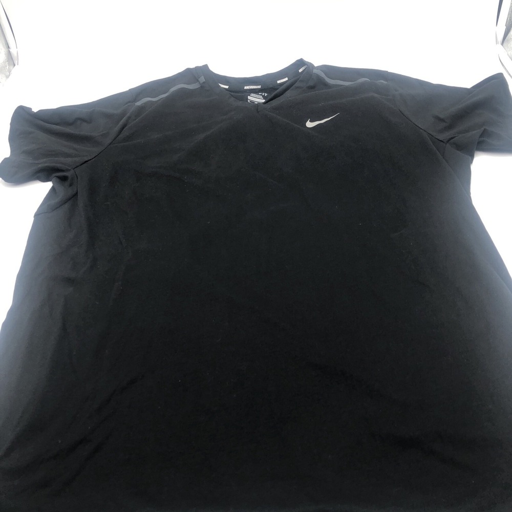 Nike Running Dri-fit Shirt Side Pocket Black Size XL 85% Polyester 15% Cotton